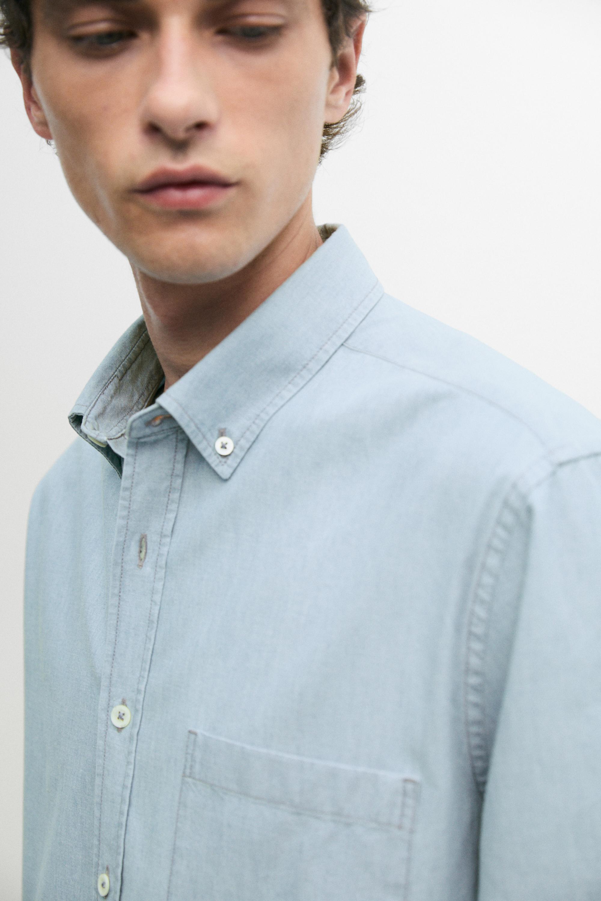 Relaxed fit denim shirt with pocket detail
